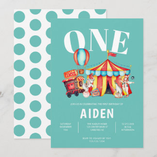 Karneval Circus Big Top Aqua Einladung