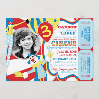 Karneval Circus Clowns Geburtstagsfeier Einladung