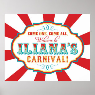 Karneval Circus Geburtstagsbanner Iliana CUSTOM Poster