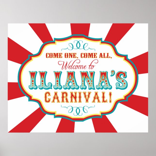 Karneval Circus Geburtstagsbanner Iliana CUSTOM Poster (Vorne)