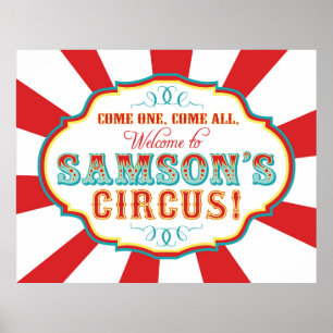 Karneval Circus Geburtstagsbanner Samson CUSTOM Poster