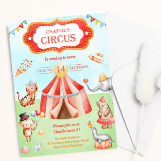 Karneval Circus Kindergeburtstag Party Einladung