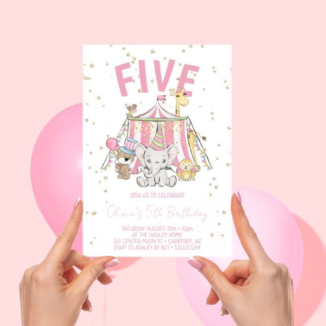 Karneval Circus Pink 5. Geburtstag Einladung (Von Creator hochgeladen)