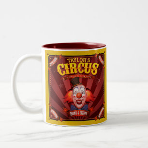 Karneval-Clown NAME HINZUFÜGEN Big Top Family Circ Zweifarbige Tasse