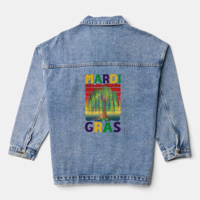 Karneval der Mardi Gras Bead Tree Jeansjacke (Rückseite)