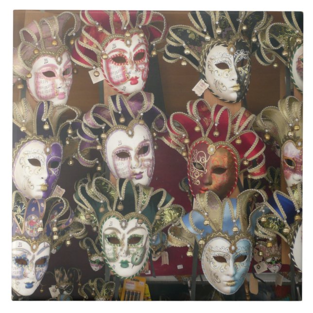 Karneval Face Masken, italienischer Straßenmarkt Fliese (Vorderseite)