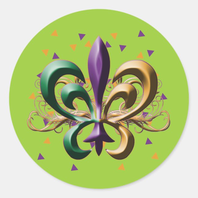 Karneval Fleur de Lis Design Runder Aufkleber (Vorderseite)