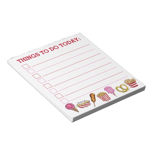 Karneval Food Nachos Cotton Candy Popcorn Pretzel Notizblock (angewinkelt)