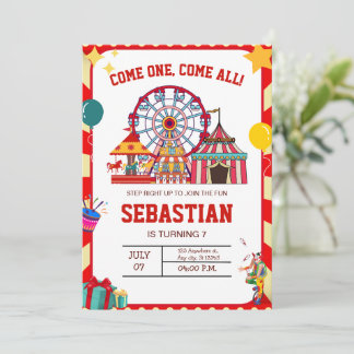 Karneval Geburtstagseinladung, Circus Geburtstag Einladung