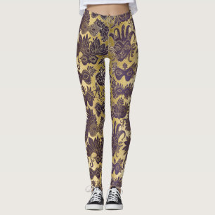 Karneval-Gold und lila Masken Leggings