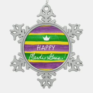 Karneval-handgemalte lila grünes Goldstreifen Schneeflocken Zinn-Ornament