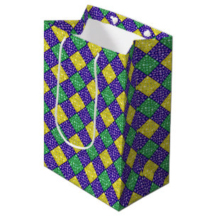 Karneval-Harlekin-Diamant-Karnevals-Muster Mittlere Geschenktüte