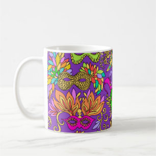 Karneval-helle lila grüne Maskerade-Masken Kaffeetasse