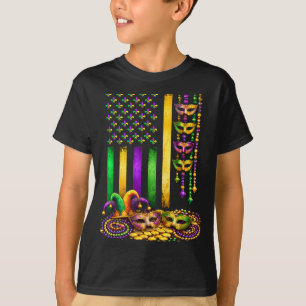 Karneval Mardi Gras Maske Usa Amerikanische Flagge T-Shirt