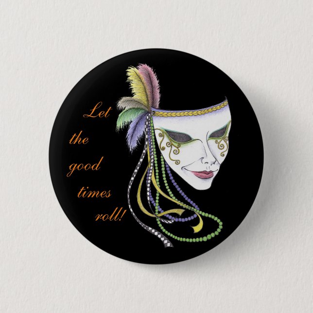 Karneval-Masken-Knopf Button (Vorderseite)