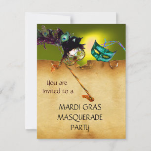 KARNEVAL MASKENBALL, Gelb Einladung