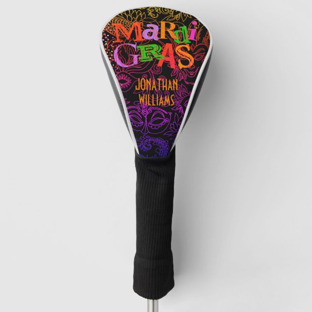 Karneval-Maskerade maskiert bunte Typografie Golf Headcover (Vorderseite)