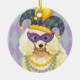 Karneval-Miniaturpudel Keramikornament