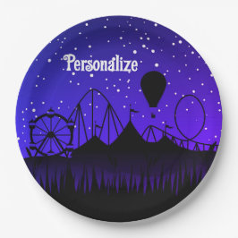 Karneval Nacht Sommermesse schwarz blau Pappteller