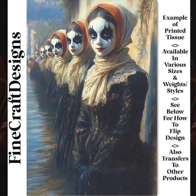 Karneval Noir bemalten Gesichtsfiguren BJ9 Decoupa Seidenpapier (Von Creator hochgeladen)