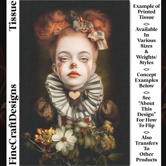 Karneval Noir Circus Niedlich Clown Girl CN3 Decou Seidenpapier (Von Creator hochgeladen)