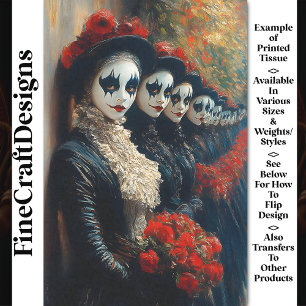 Karneval Noir viktorianische Mime Frauen BJ4 Décou Seidenpapier