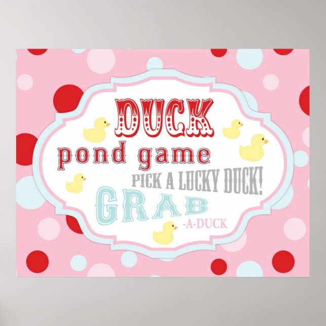 Karneval oder Circus Duck Pond Game Sign Poster (Vorne)