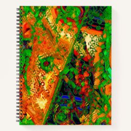 Karneval oder Party mit Maske, grün und orange Notizbuch