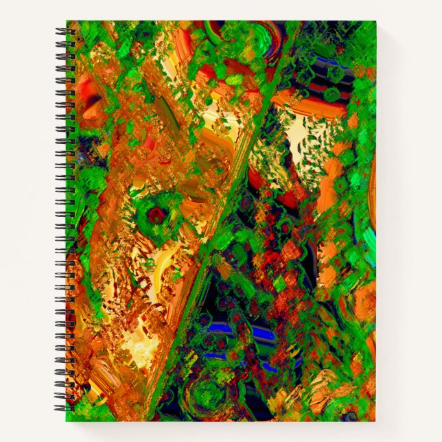 Karneval oder Party mit Maske, grün und orange Notizbuch (Vorderseite)