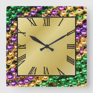 Karneval-Perlen Quadratische Wanduhr