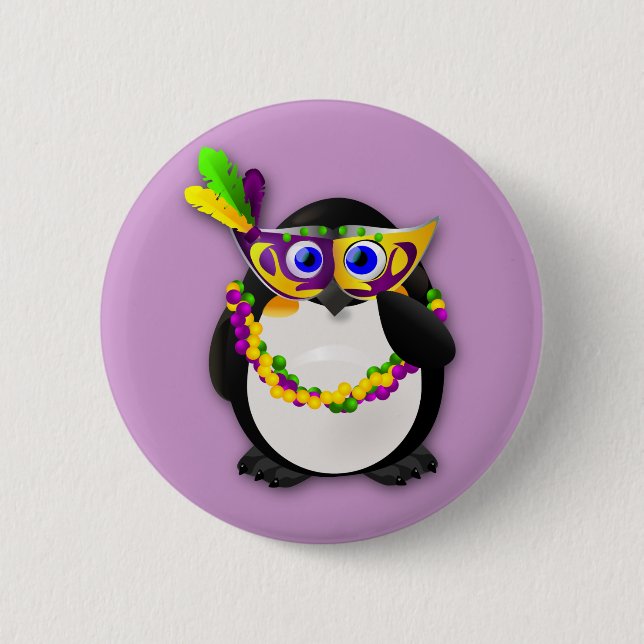 Karneval-Pinguin Button (Vorderseite)