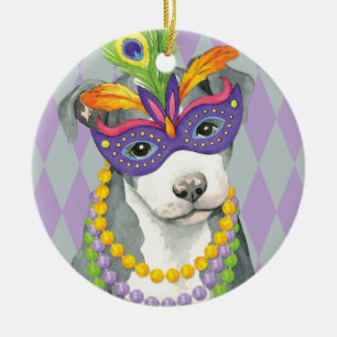 Karneval-Pitbull Terrier Keramikornament
