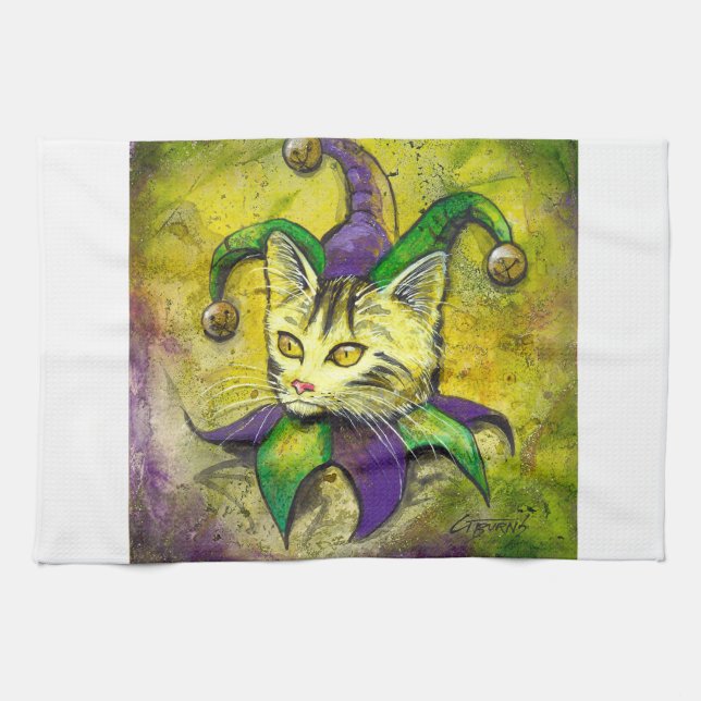 Karneval-Spaßvogel-Miezekatze durch GG-Brände Küchentuch (Horizontal)