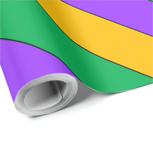 Karneval Stripes Muster-lila grünes Gelb Geschenkpapier