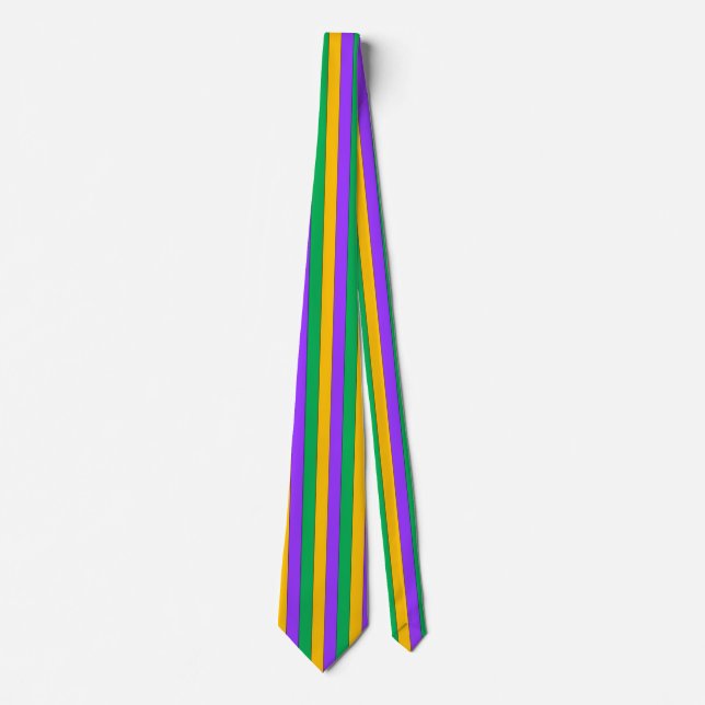 Karneval Stripes Muster-lila grünes Gelb Krawatte (Vorderseite)