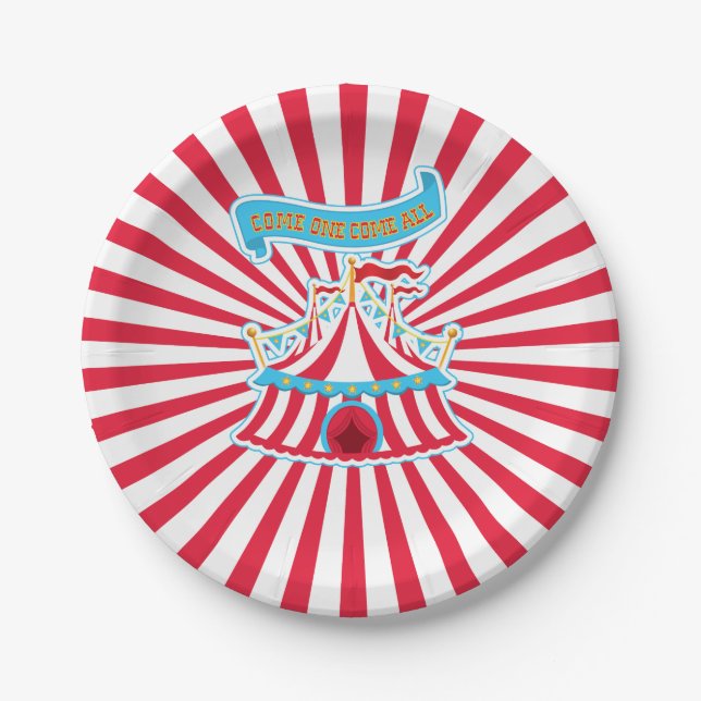 Karneval u. Zirkus-Party kommen man kommen alle, Pappteller (Vorderseite)