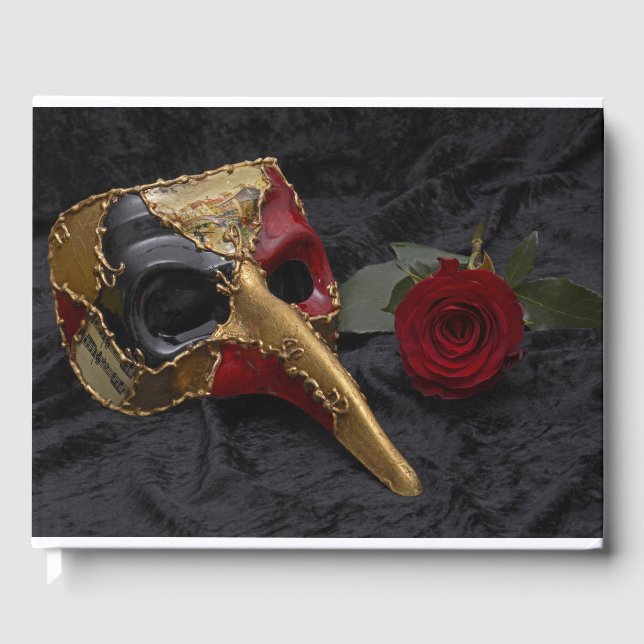 Karneval Venezianisch Pantalone Masquerade Rose Gästebuch (Vorderseite)