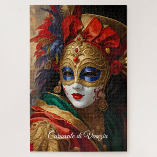 Karneval von Venedig Maske Gold Rot Blau