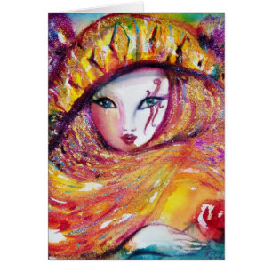 KARNEVALMASKe IN GELB MIT ROTER ROSE