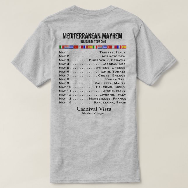 Karnevals-Vistaeröffnungssegeln - Mittelmeer T-Shirt (Design Rückseite)
