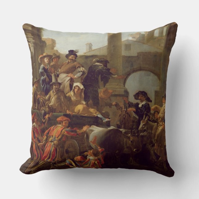 Karnevals-Zeit in Rom, 1653 (Öl auf Leinwand) Kissen (Vorderseite)
