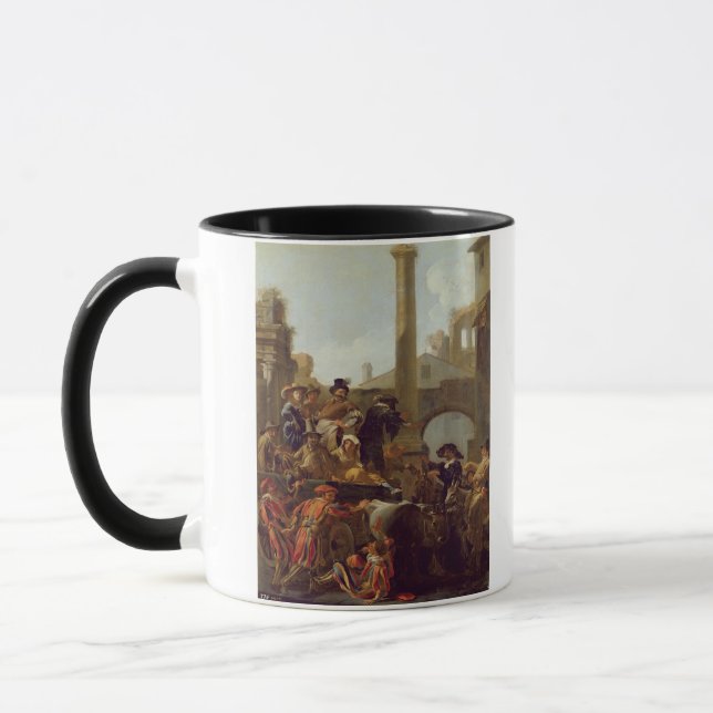 Karnevals-Zeit in Rom, 1653 (Öl auf Leinwand) Tasse (Links)