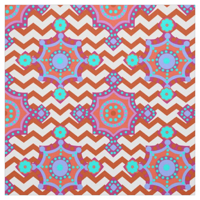 Karnevalsfarben | Zickzack Boho Pattern Stoff (Muster)