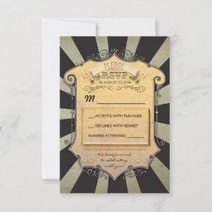Karnevalshochzeit RSVP - schwarze Streifen Karte