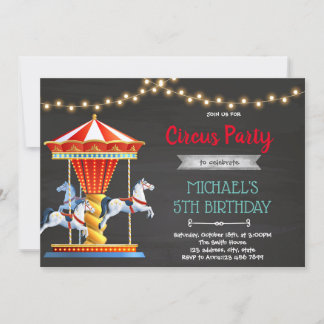 Karnevalskarussell Geburtstagsparty Einladung