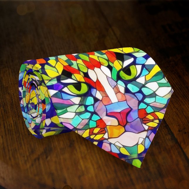 Karnevalskatze Künstlerische Tierwelt auf Party Krawatte (Von Creator hochgeladen)