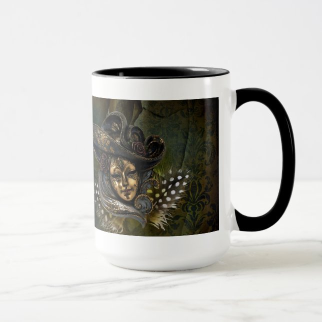 Karnevalsmaske-grüne Damaskus-Tasse Tasse (Rechts)
