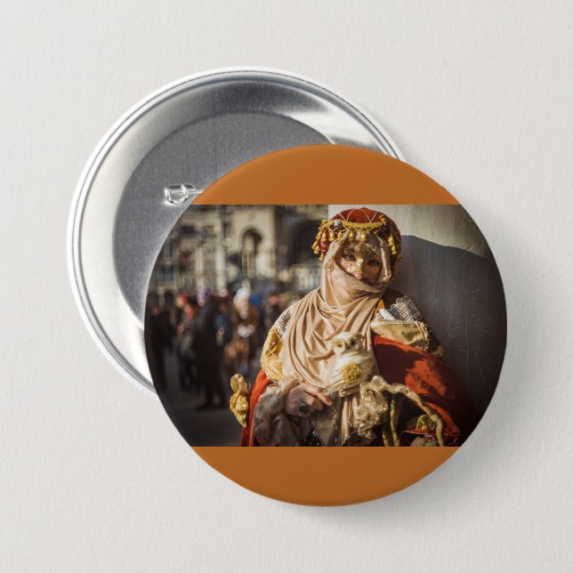 Karnevalsmaske im Nahen Osten in Venedig Button (Vorne & Hinten)