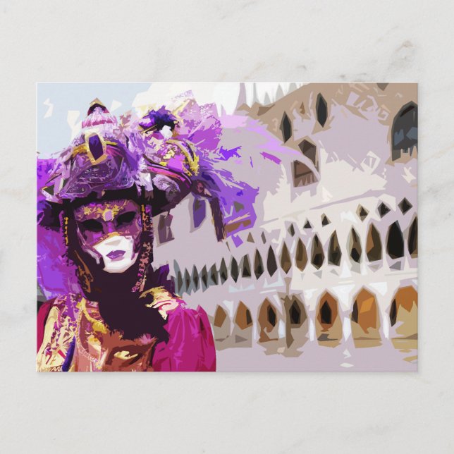 Karnevalsmaske von Venedig Postkarte (Vorderseite)