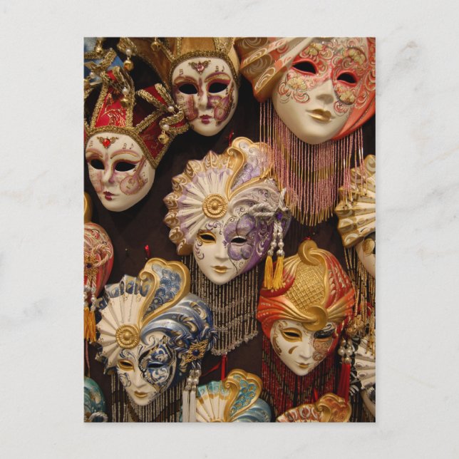 Karnevalsmasken in Venedig Postkarte (Vorderseite)